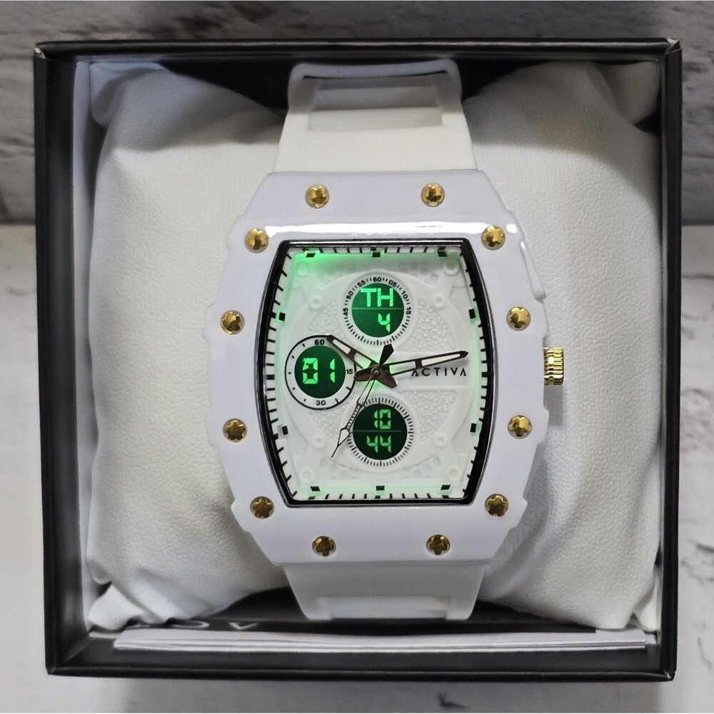 Activa Digital Essentials Men's Watch  42.8mm Gold White ACW2605-006 Brand New